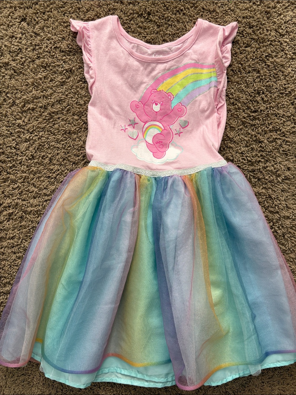 Care Bears Pink Top Rainbow Tulle Dress
